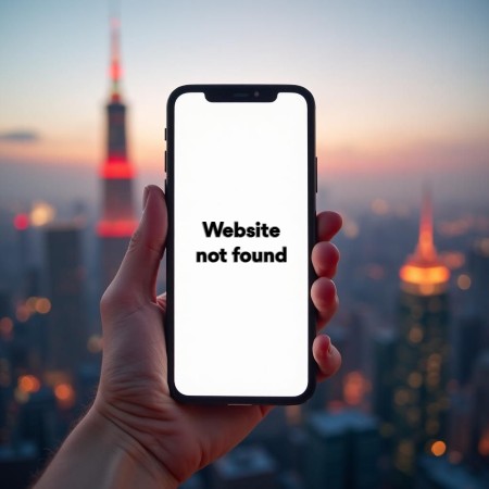 Mobile browser showing a website not found error